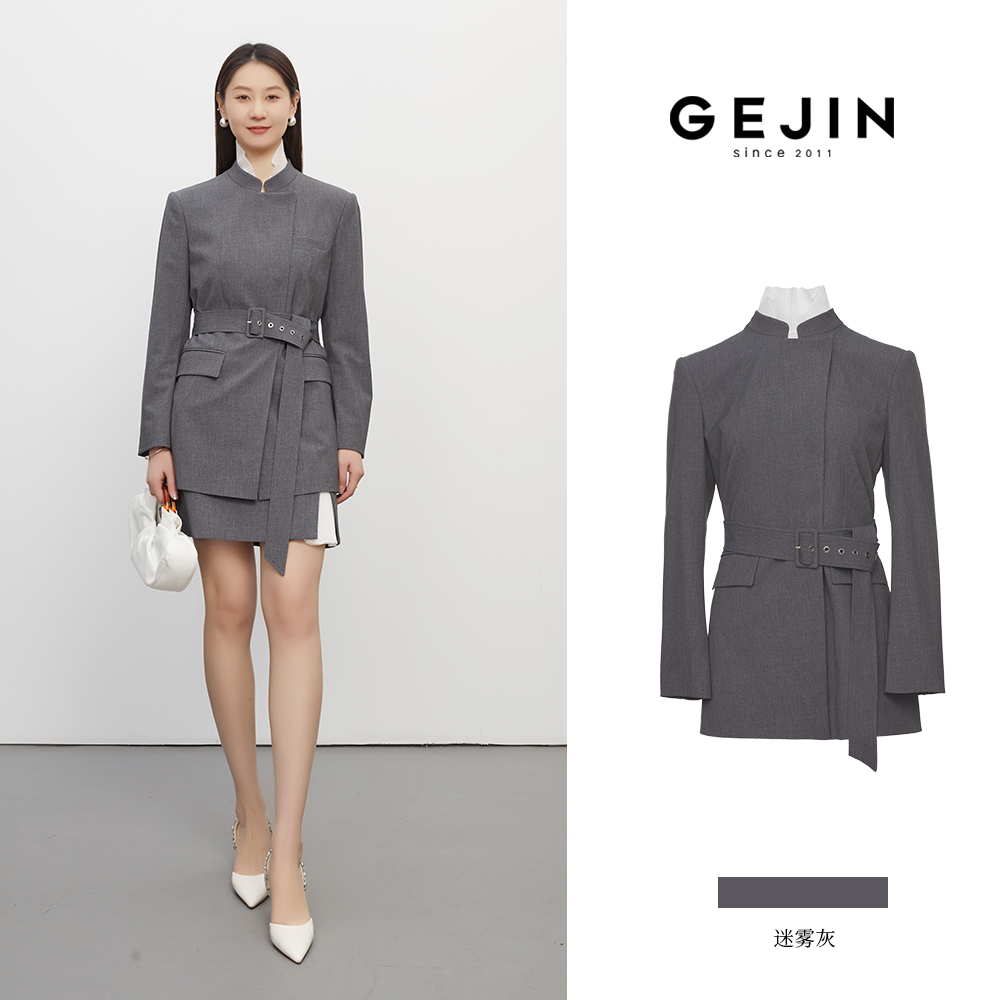 GEJIN/歌锦早秋新款撞色立领设计高智摩登西装外套93325903551