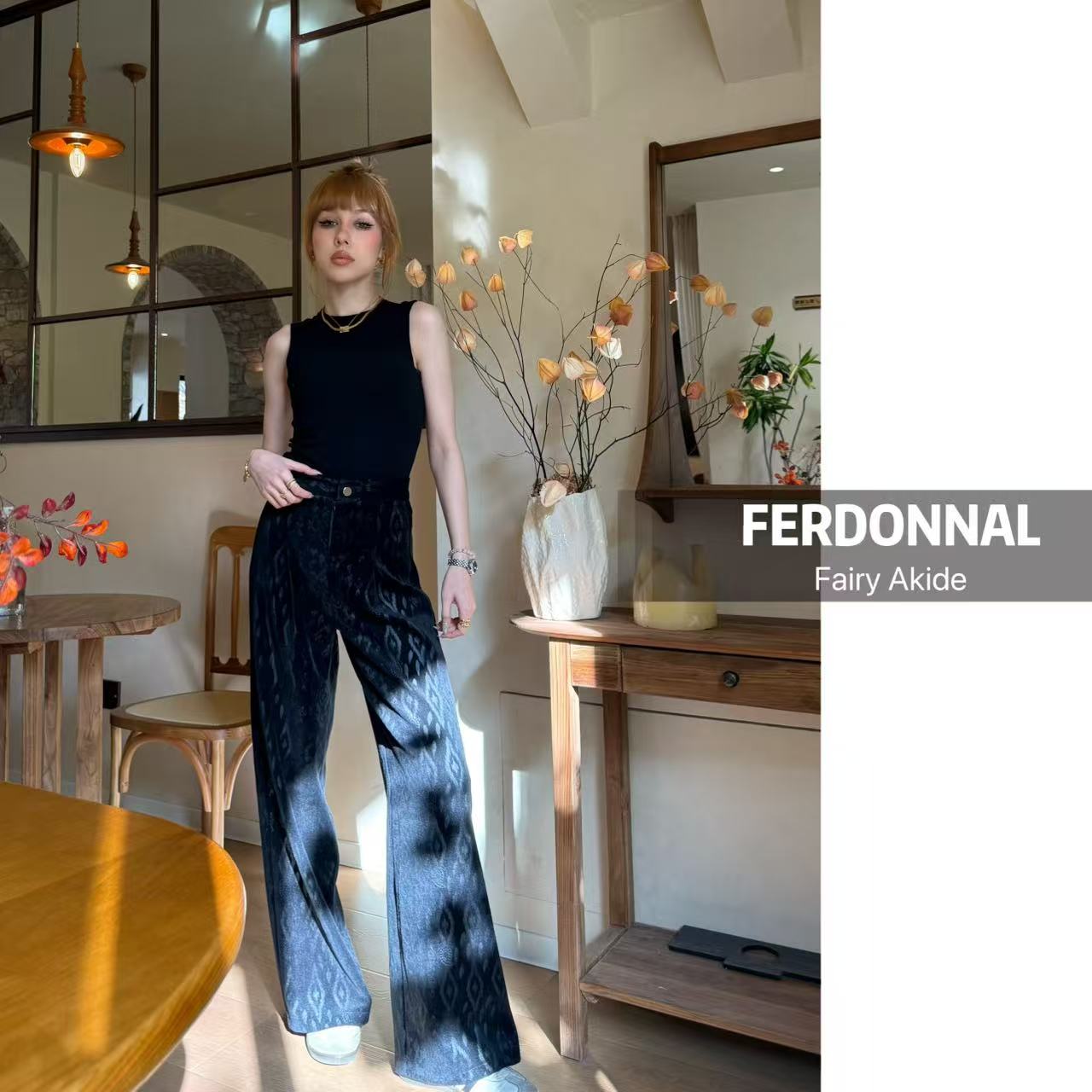 FERDONNAL灯芯绒秋冬阔腿裤