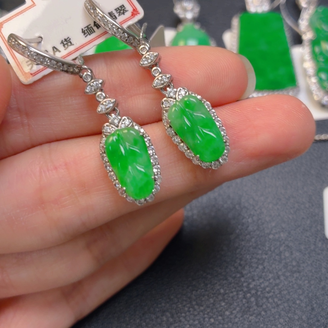 翡翠银S925镶嵌吊坠(不含链)耳坠