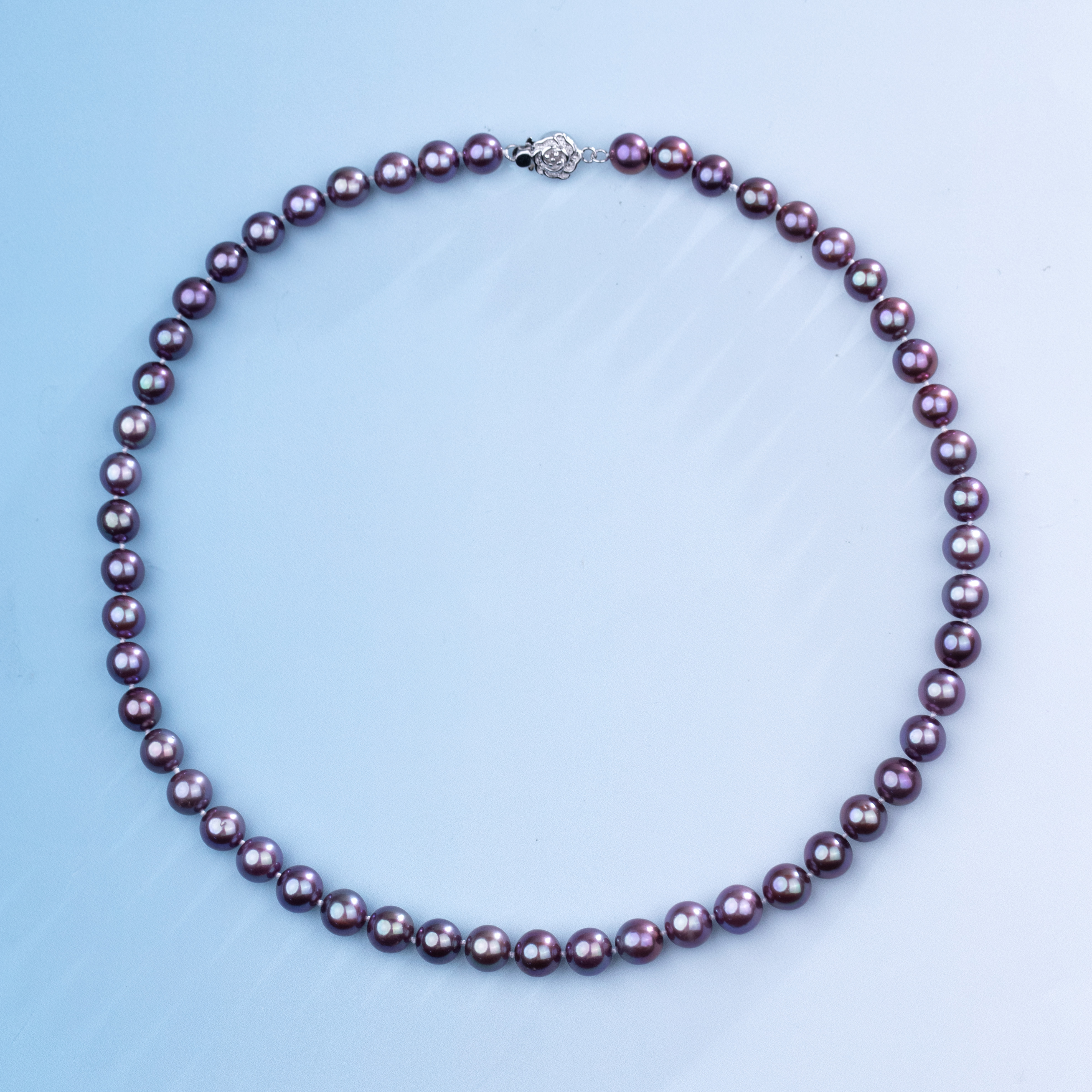 天使之泪淡水珍珠S925银紫色珍珠项链7.3-8.3mm百搭款【小乔推荐】