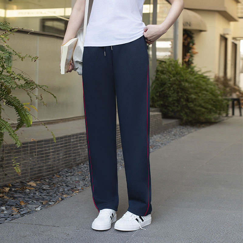 高品质一条杠校服裤子细红条藏青色学生校裤男女同款休闲运动裤