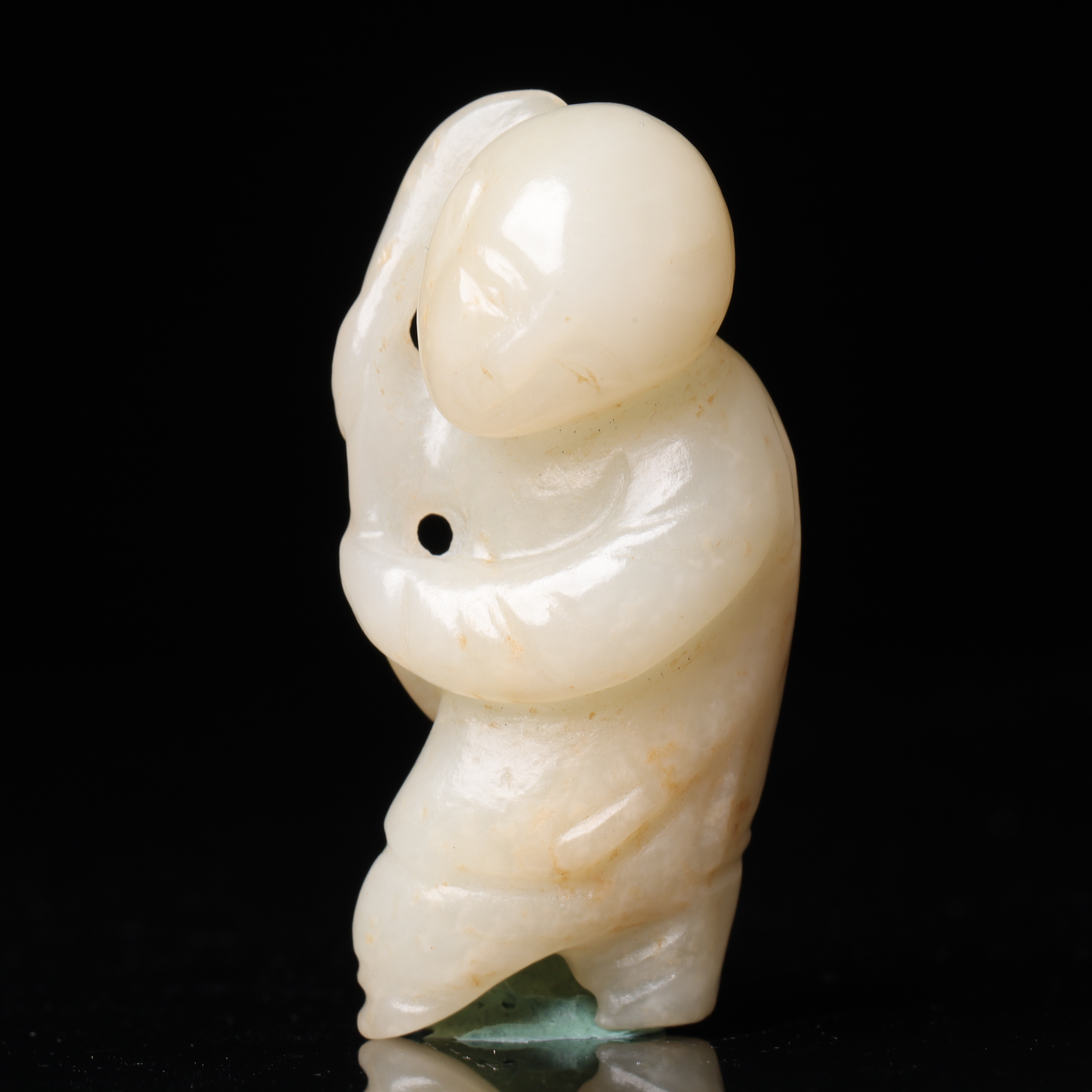 明代和田玉童子花件-NX