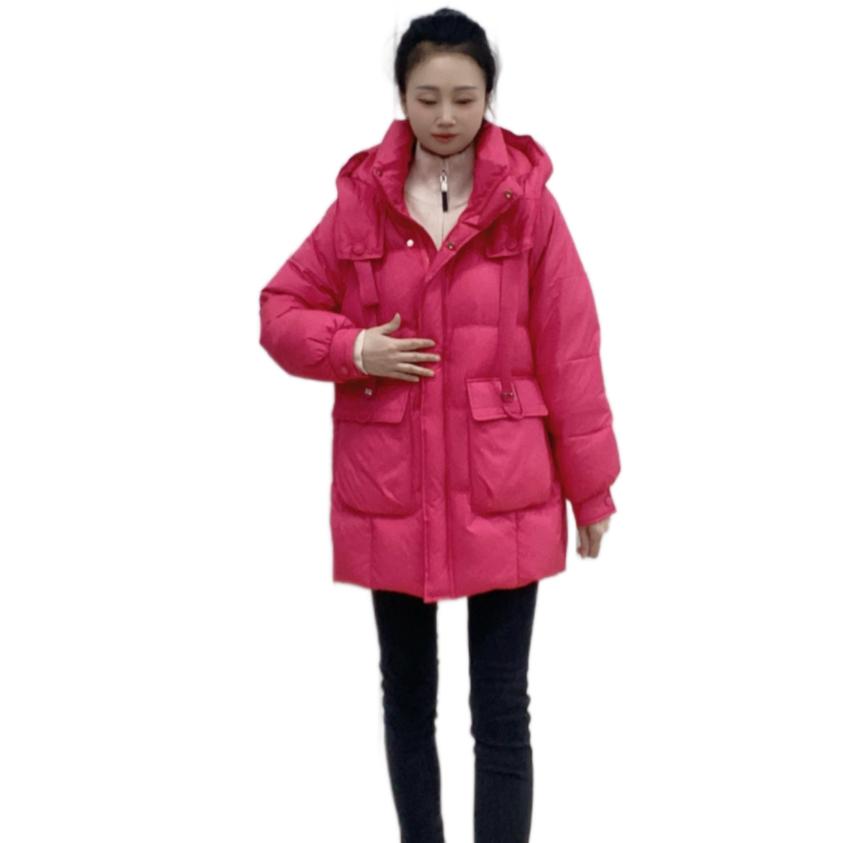（SY G529）新款时尚洋气休闲宽松连帽羽绒服