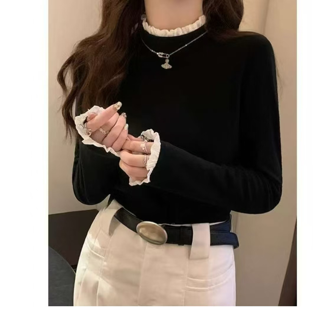 9001 冬季拜尔绒花边打底衫