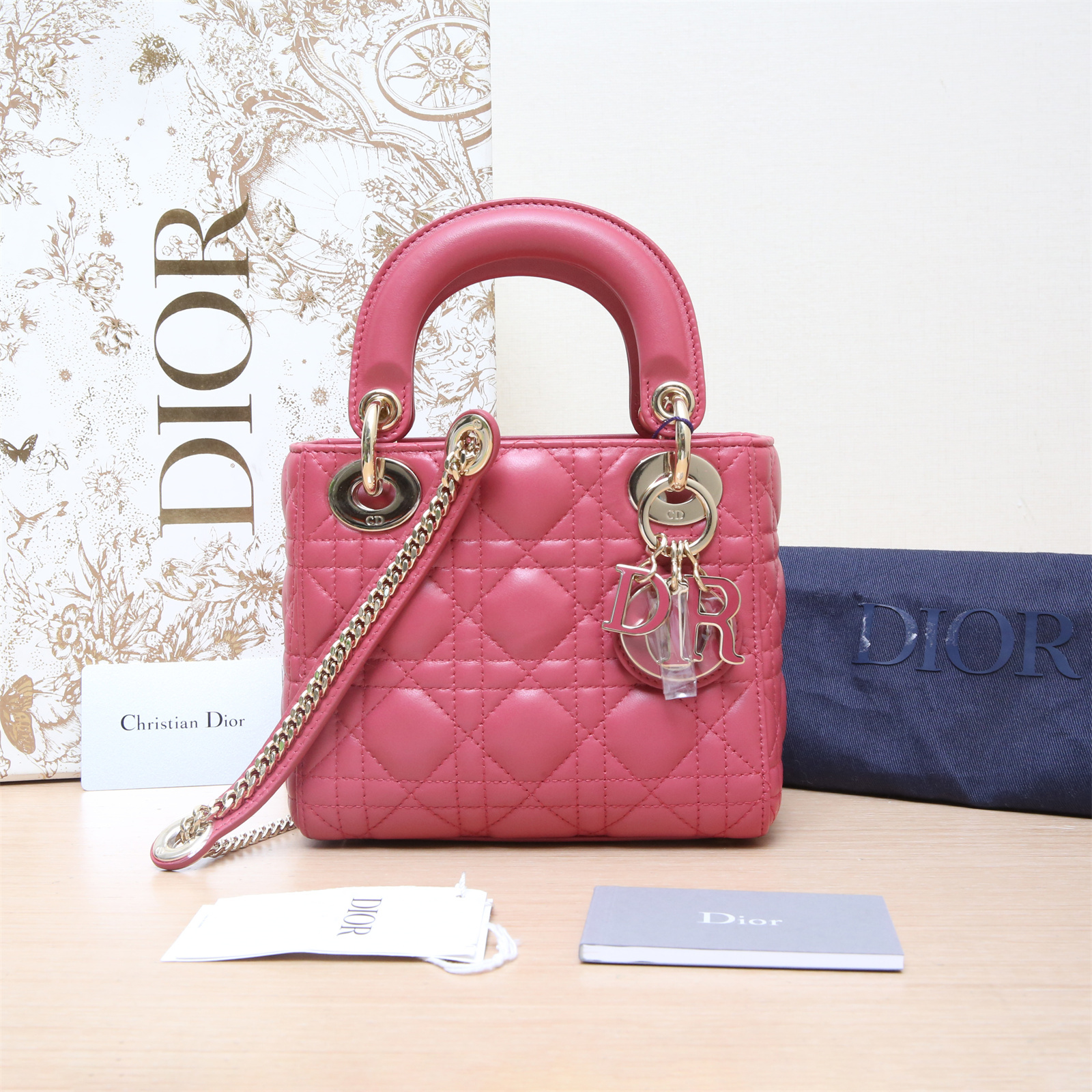 95新 DIOR/迪奥 【活动】 戴妃包 三格 玫红 单肩包 P214452693