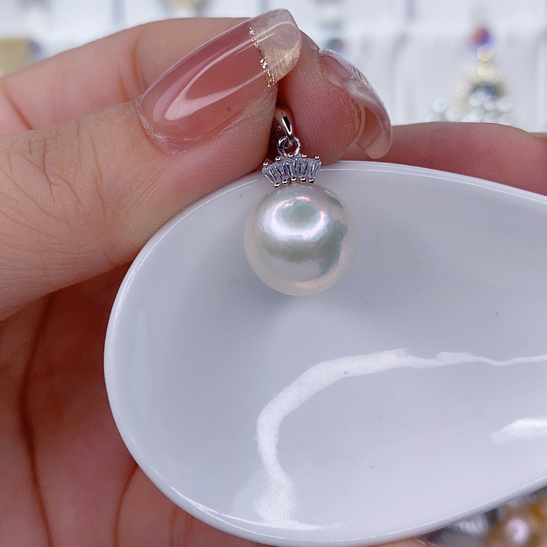 银S925镶嵌淡水珍珠吊坠(赠链)