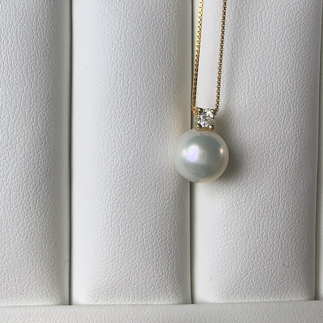 银S925镶嵌淡水珍珠颈饰9～10戴妃吊坠