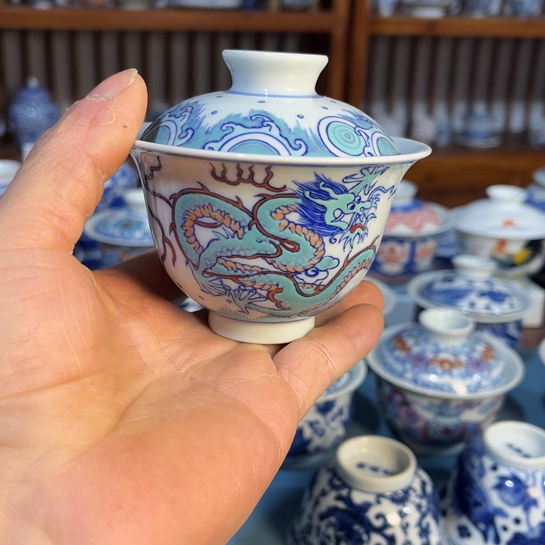 錡镇堂手工手绘盖碗