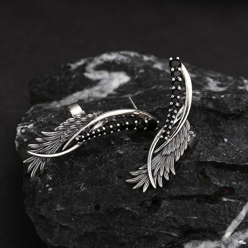 925银耳饰 小众时尚百搭光面羽毛耳夹