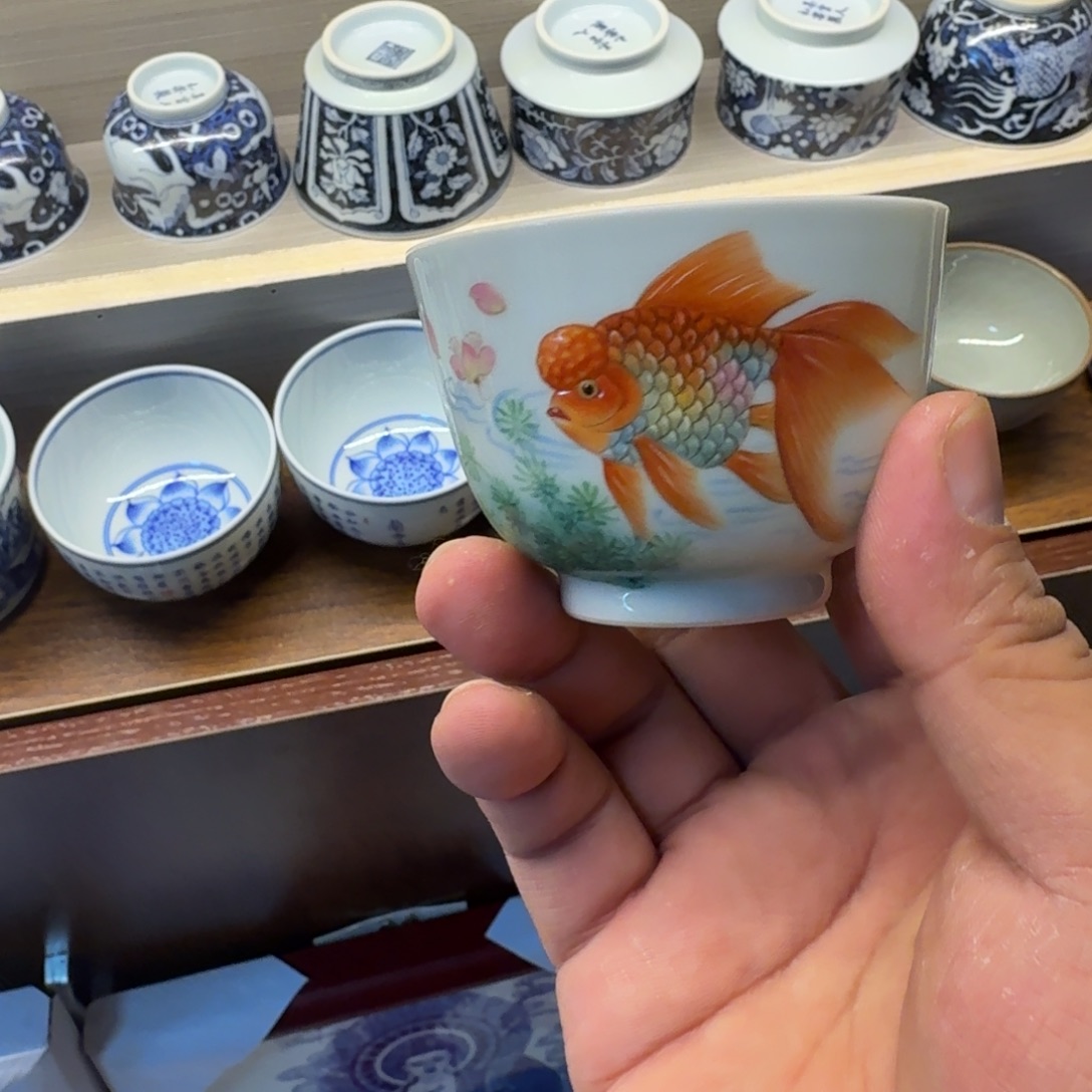 及***主陶杯子景德镇全手工手绘陶瓷