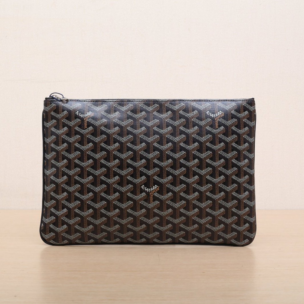 99新 Goyard 攀攀.黑色 PVC 洗漱包 手拿包