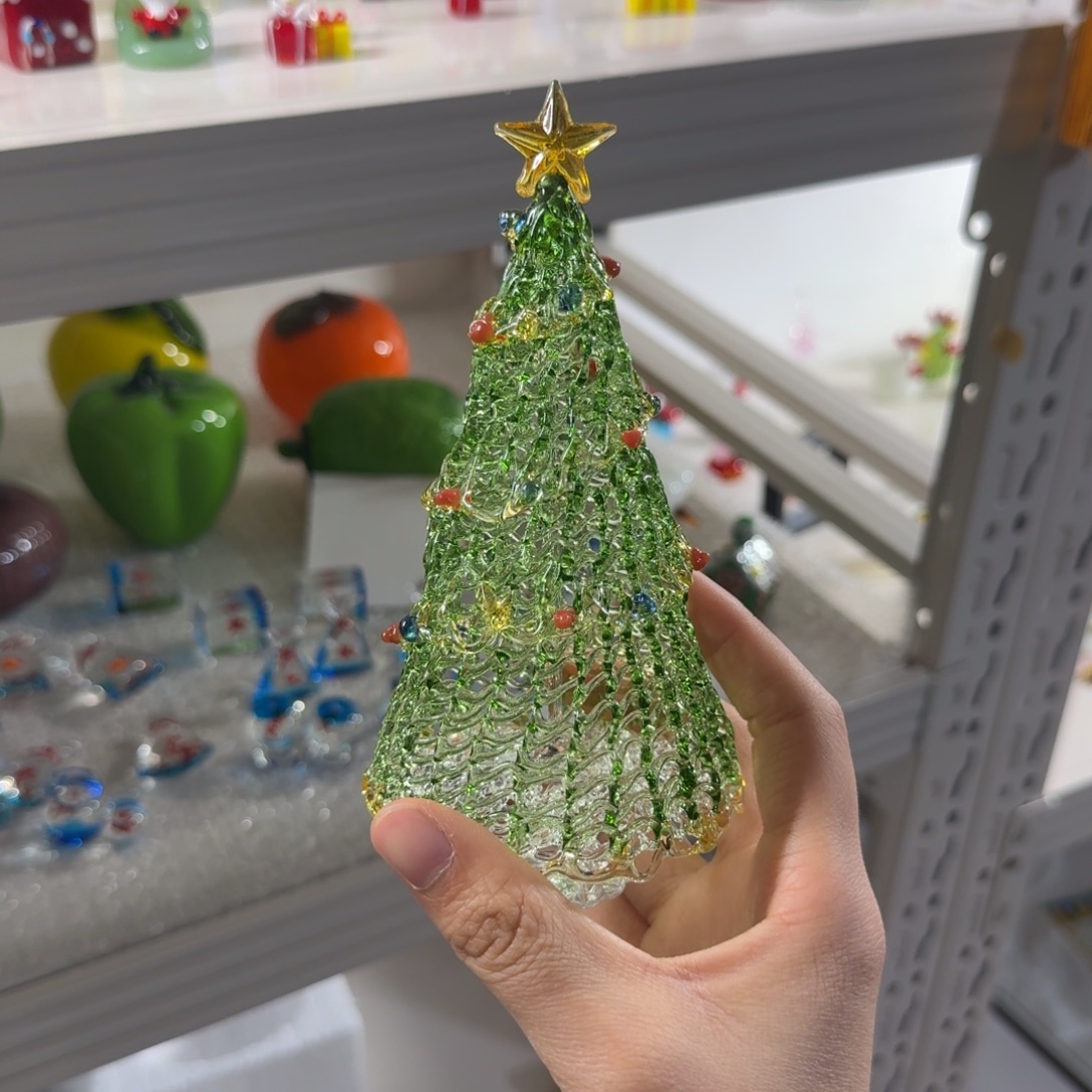 琉璃手工艺品绿金色大号