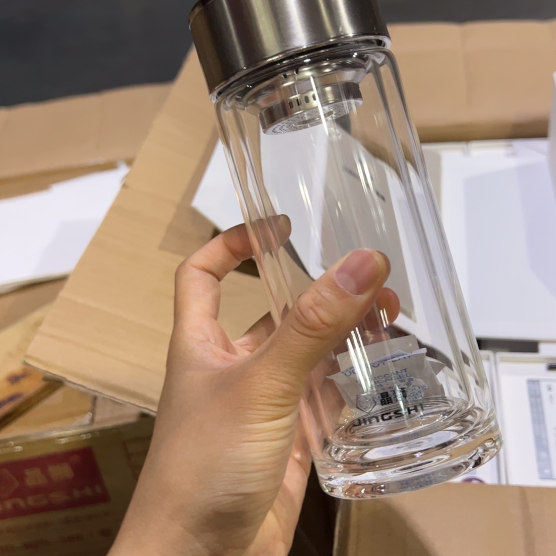 晶双层玻璃杯340玻璃杯提环本色