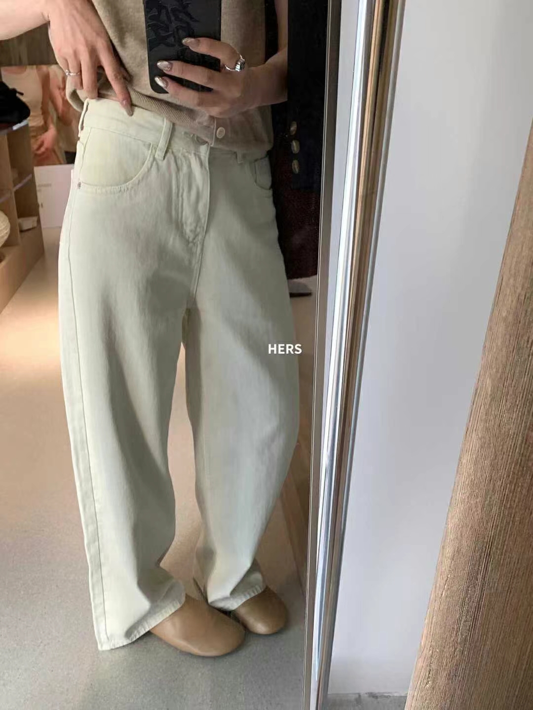 【Hers】显瘦复古牛仔裤