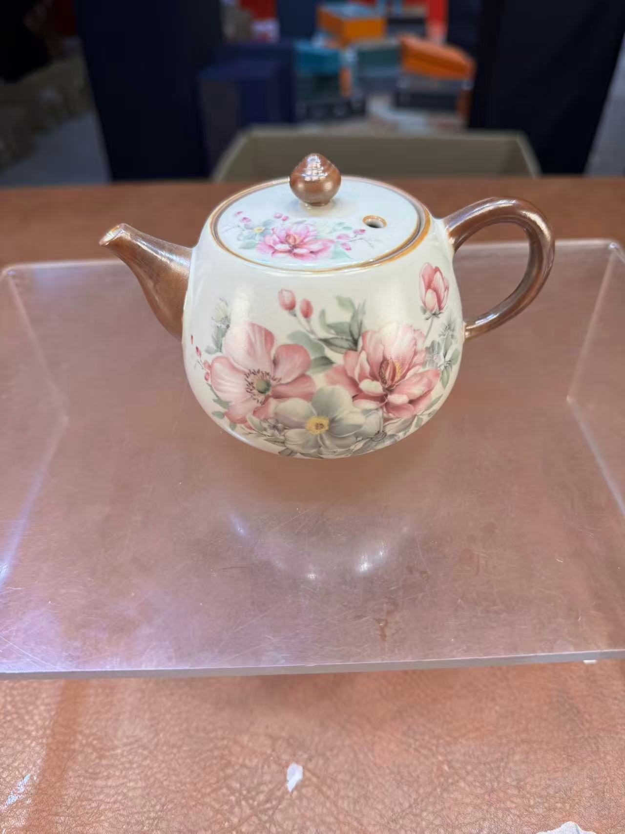 秋香茶具  紫色国色天香一壶四杯+盘（无礼盒）小套装-2834-0824