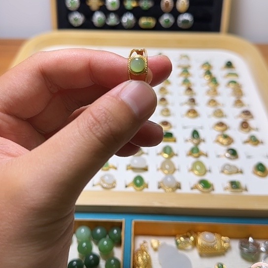 和田玉银S925镶嵌戒指