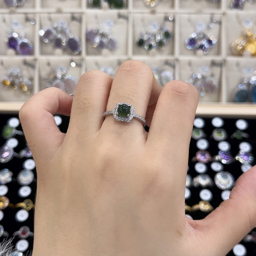 ****～岫玉银S925镶嵌戒指