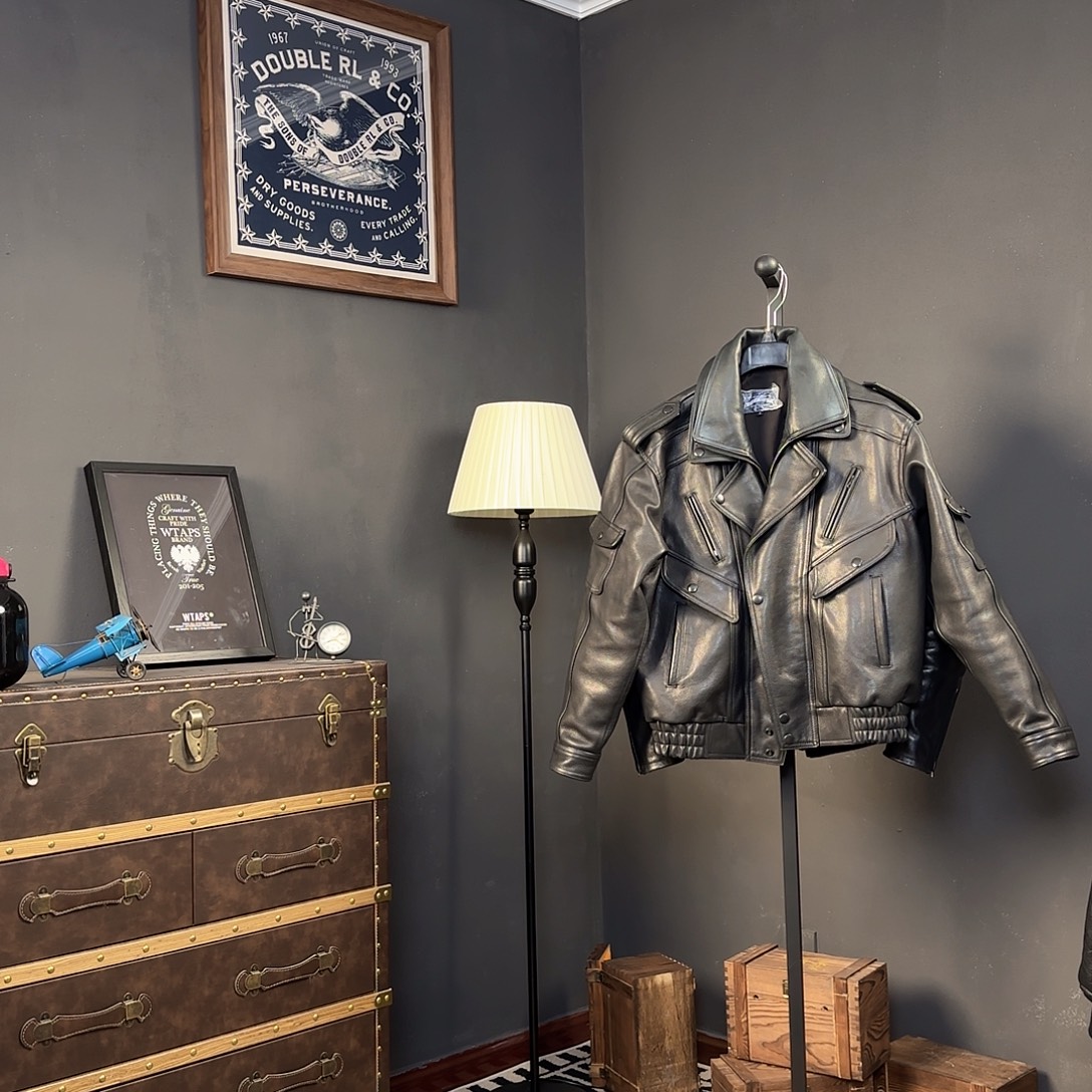 水染牛皮双领港风黑色2XL