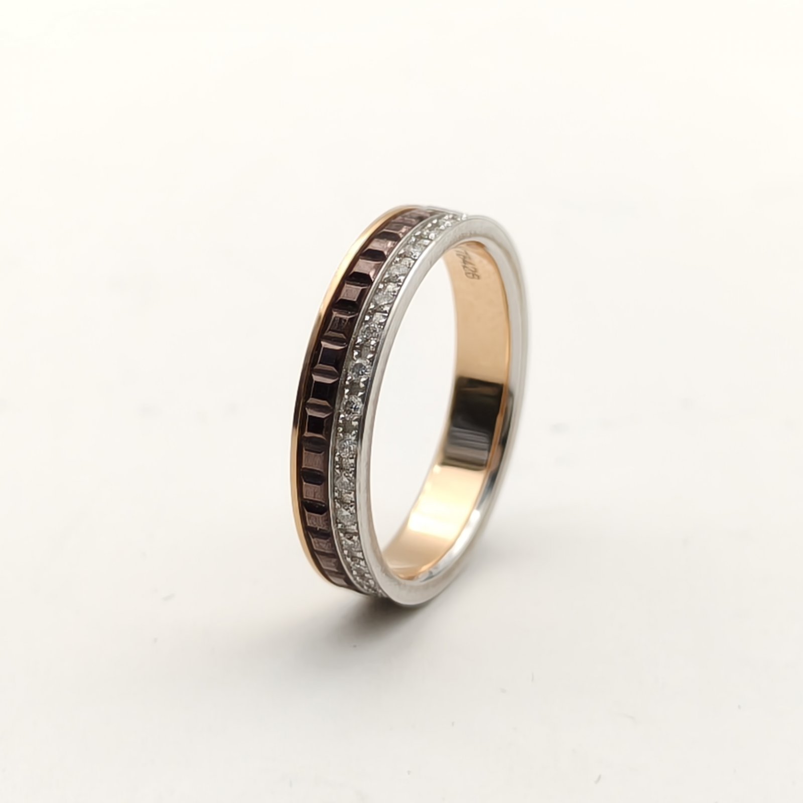 99新 Boucheron/宝诗龙 小花6欢 Quatre 戒指 2圈 圈钻 窄版 52