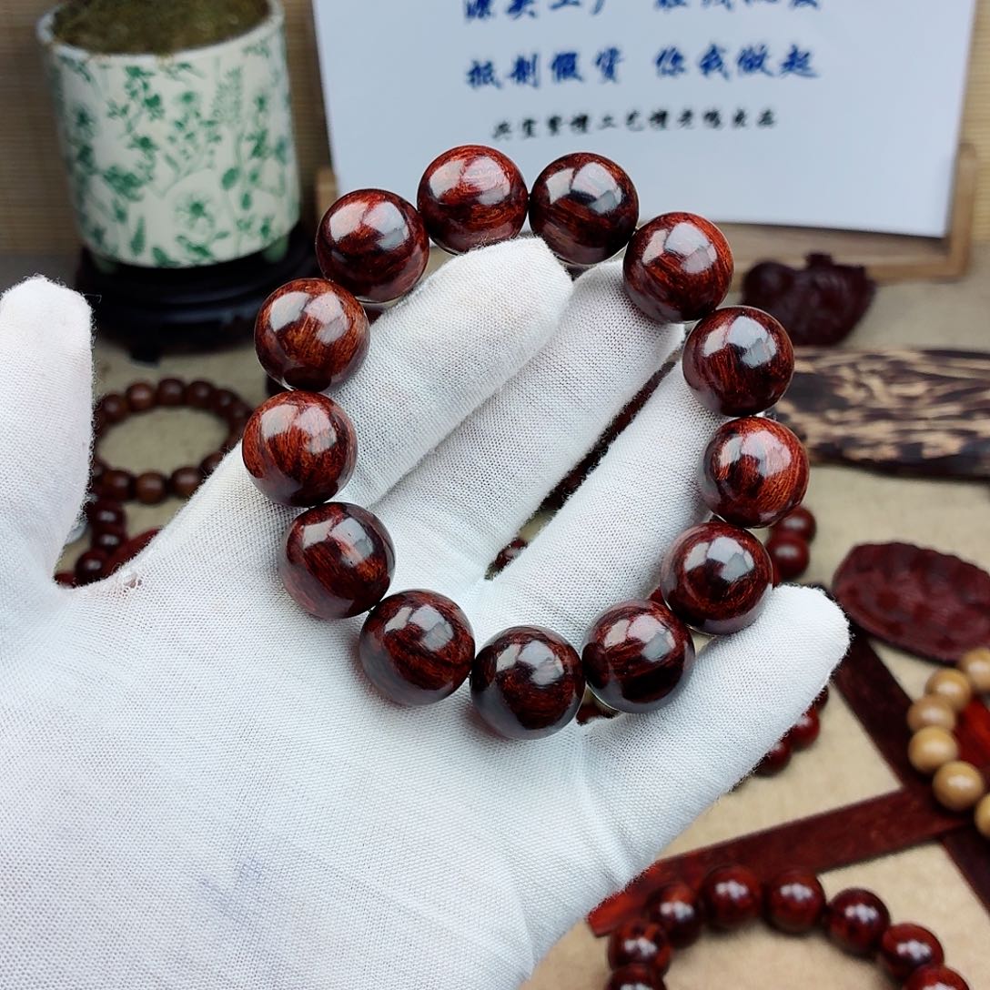 荷***蛋手串/手链檀香紫檀（小叶紫檀）18黑金荷包蛋