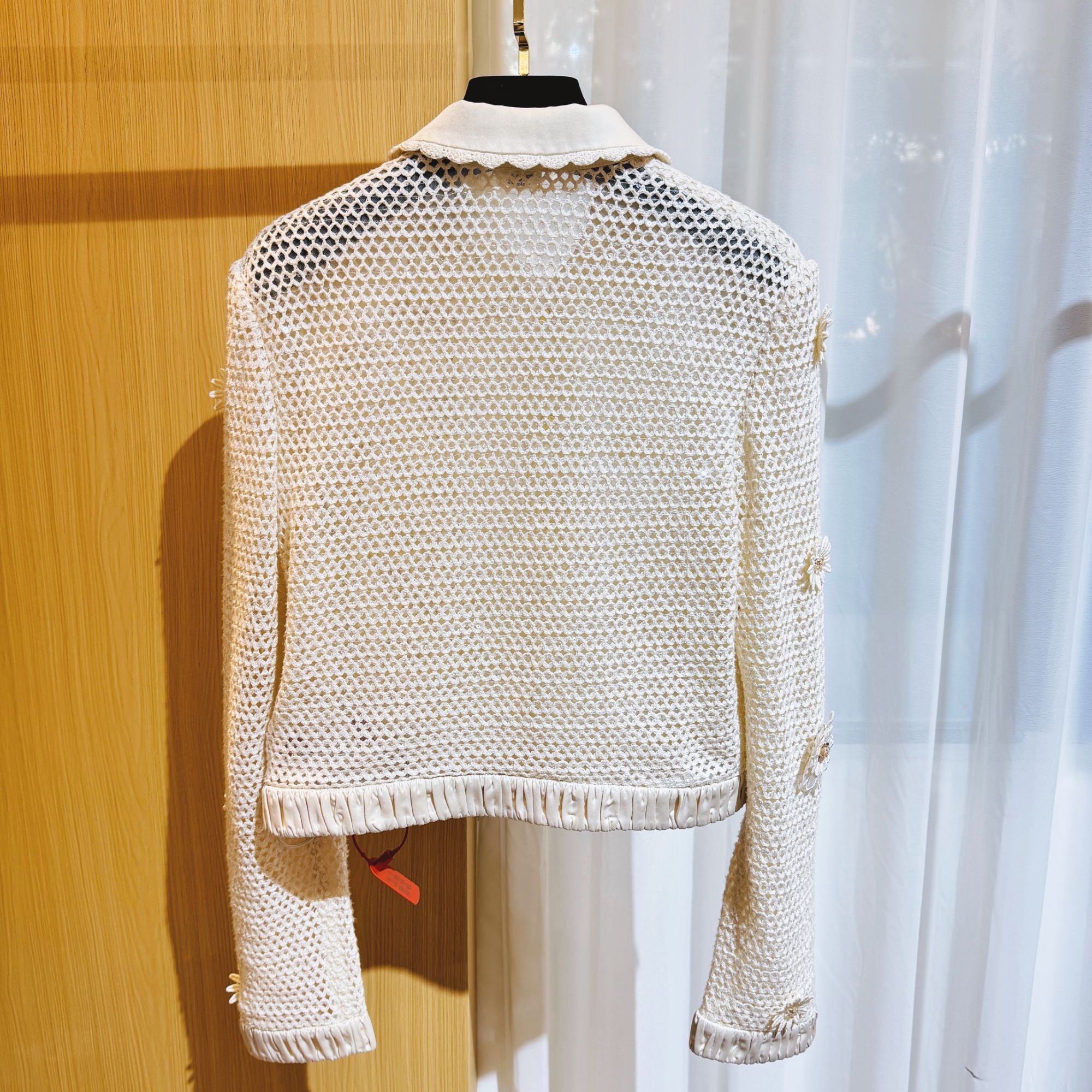 <猪猪出品>2025春夏上新气质白色雏菊设计师镂空春季针织开衫834