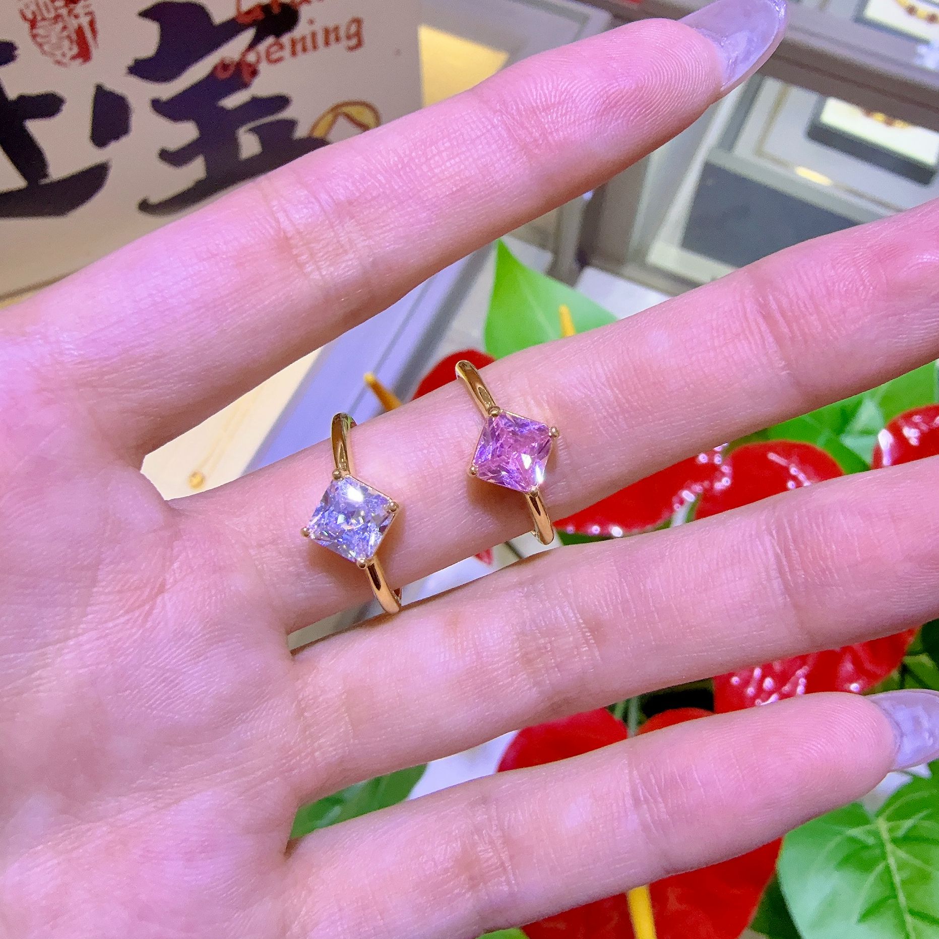 【婷婷专享】足金999 菱形戒指 6D工艺 （多样性发其一） 元旦特惠