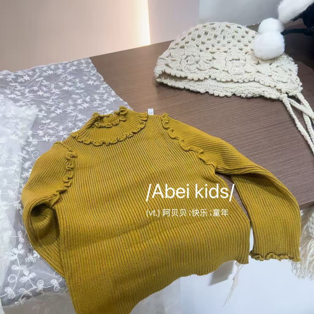 【H6】甜久黄色毛衣 童装