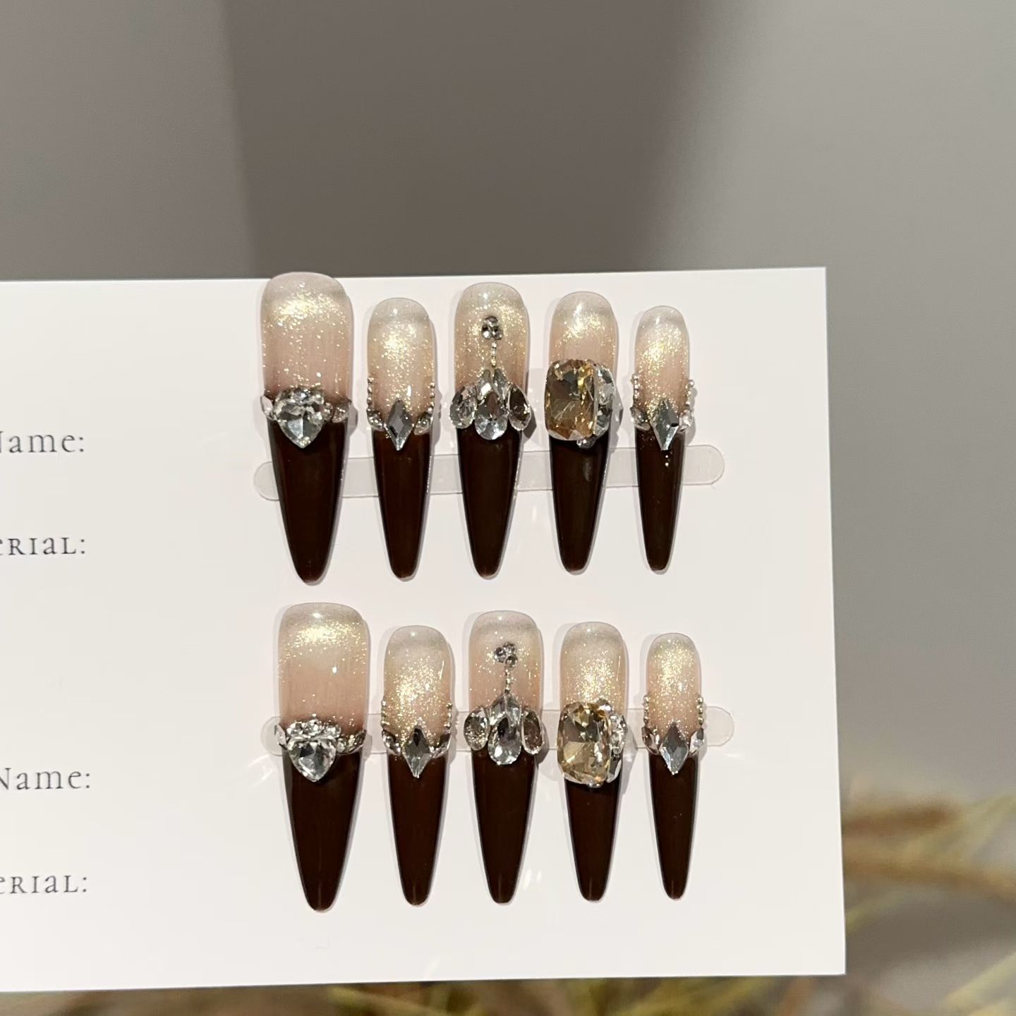 高级感纯手工显白裸粉色中长款穿戴甲