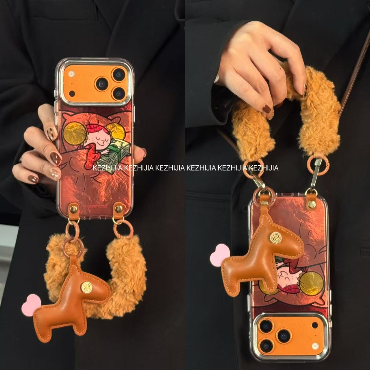 【壳之】高级感【限定橙】钞票女孩适用苹果17/16/15/14Promax手机壳