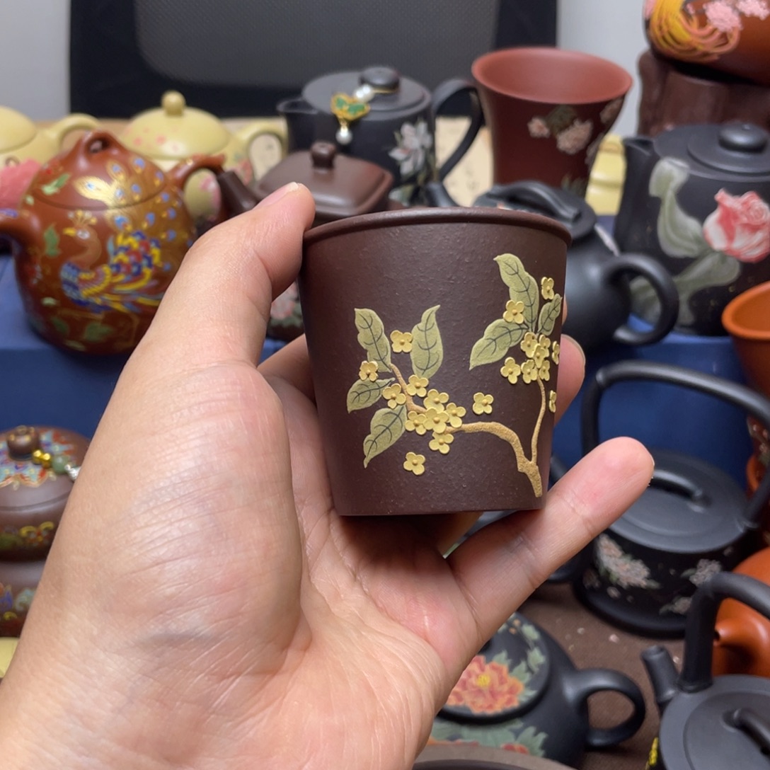 紫泥茶杯紫砂主人杯100cc