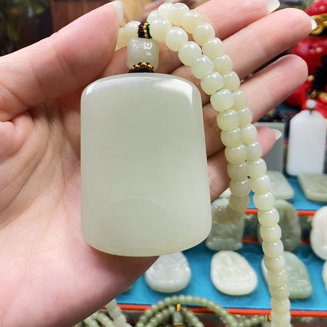 和田玉未镶嵌颈饰005平安无事牌