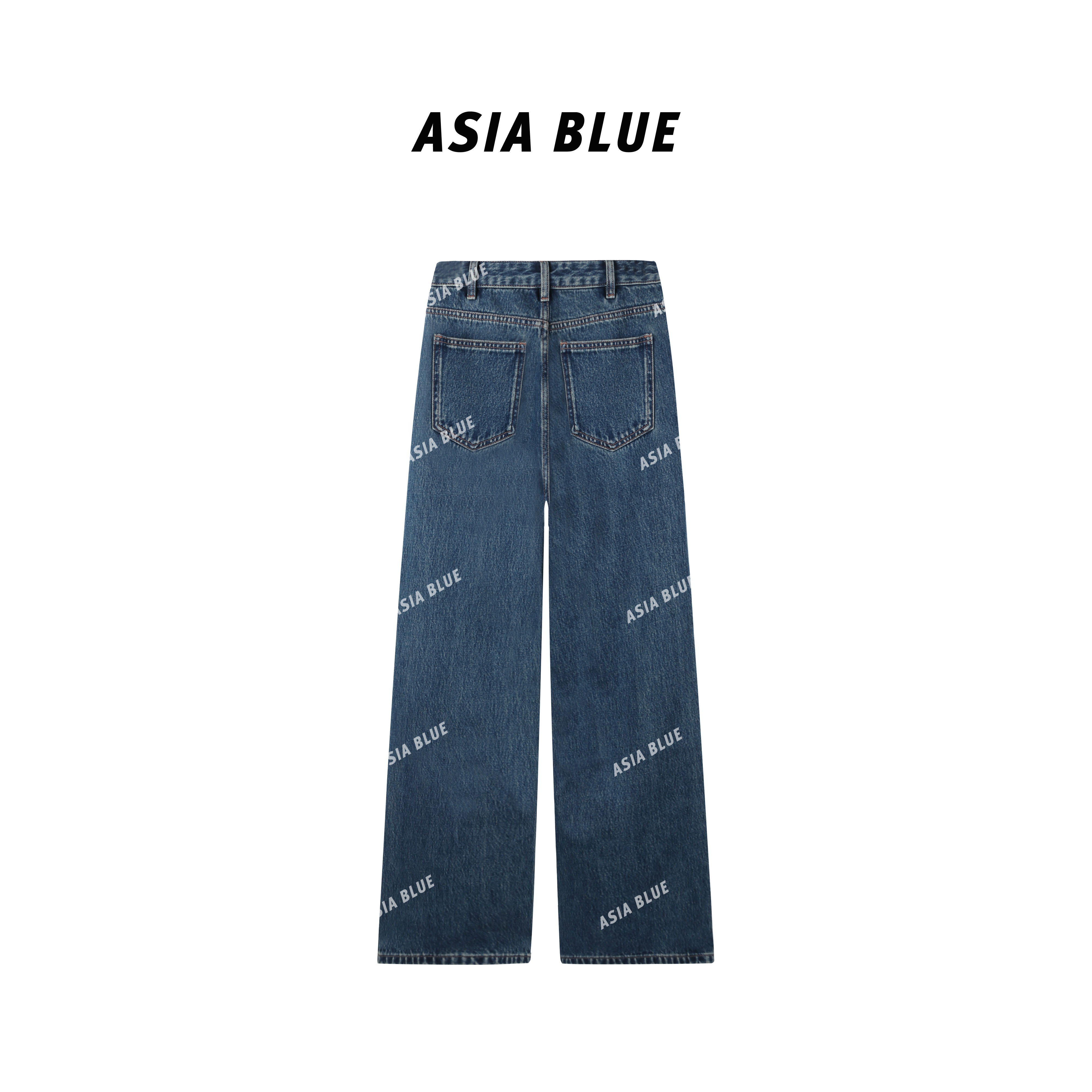 【ASIA BLUE】·溪风 ·秋季无弹洋气时尚印花直筒拖地牛仔裤YW10010