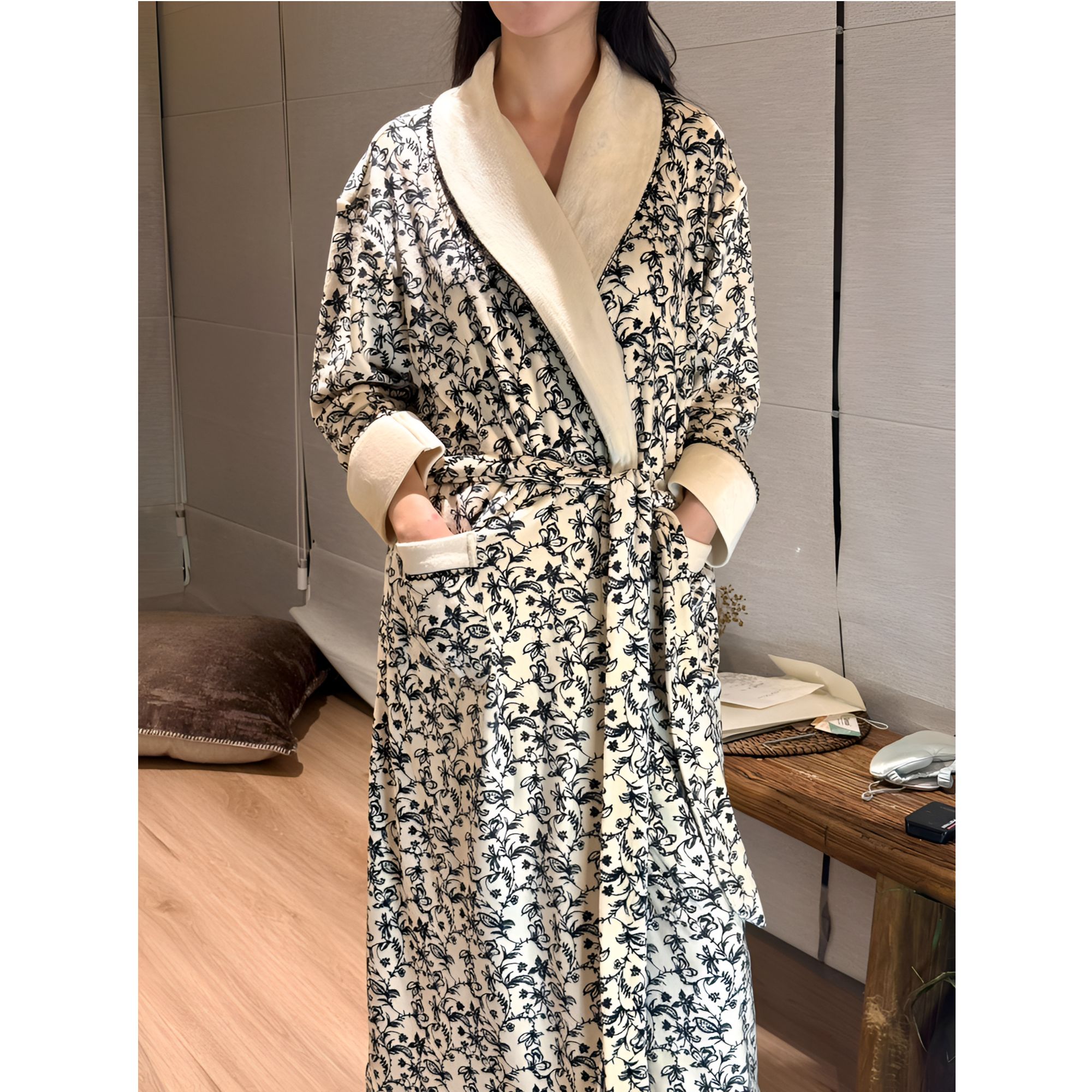 2025新款秋冬海岛绒睡袍女长袖显瘦可外穿高级感睡衣女浴袍家居服