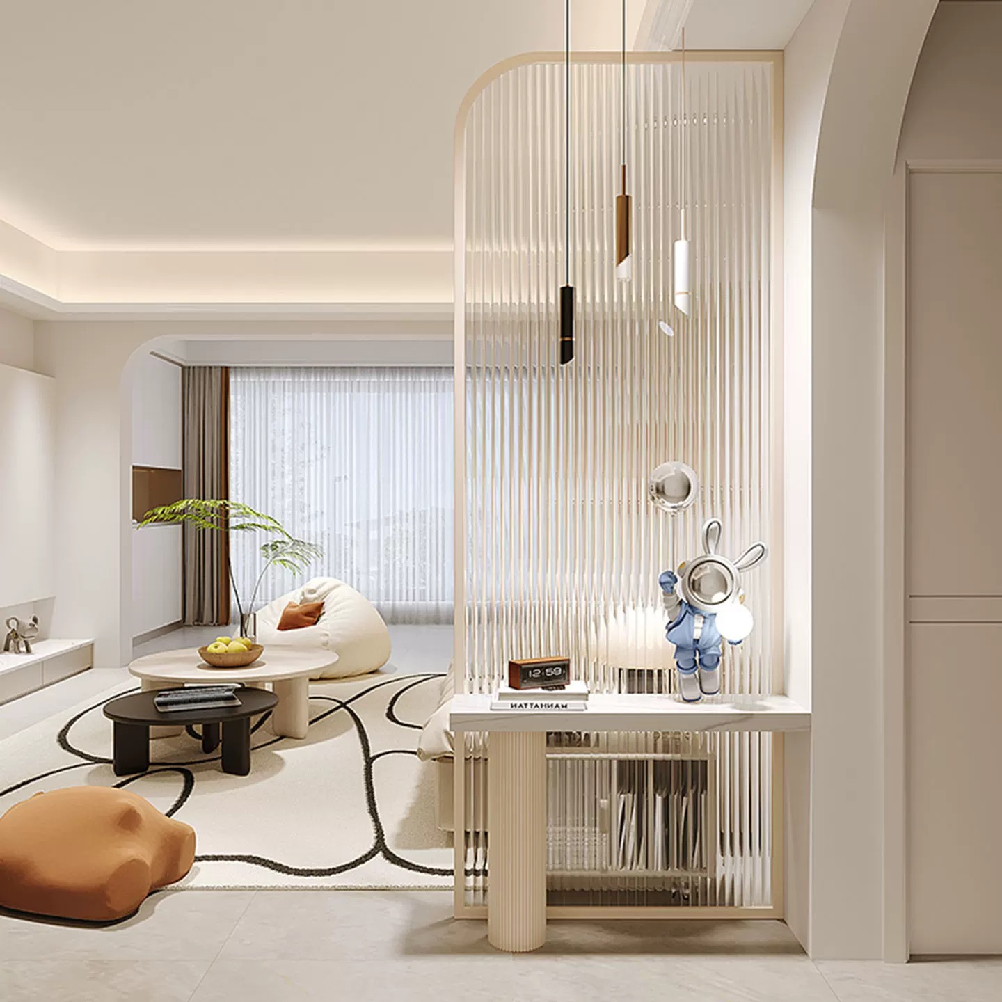 罗马柱大理石岩板隔断屏风入户客厅玄关卫生间创意隔断遮挡