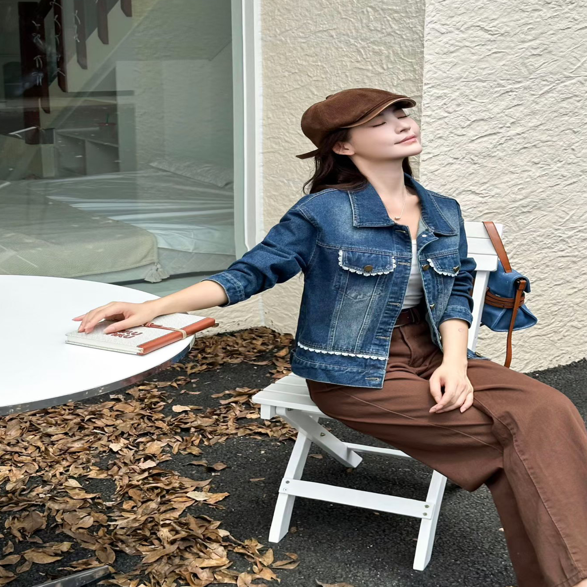 新款小香风时尚洋气百搭牛仔外套8850