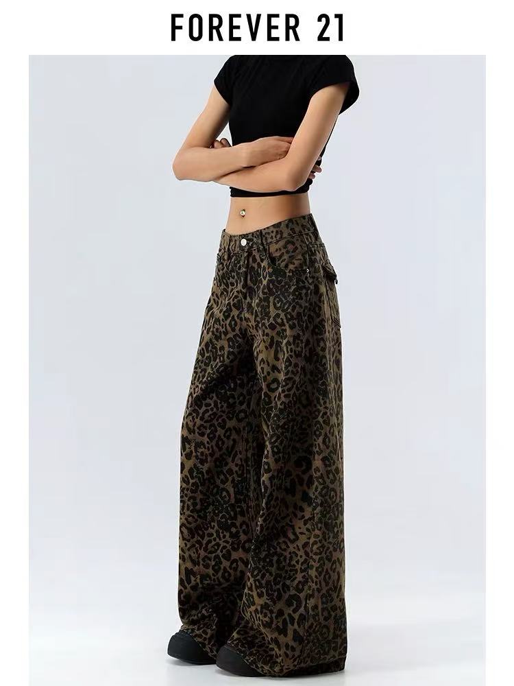 （偏大、往拍小一码）春季爆款豹纹阔腿裤女生韩系ins衣服