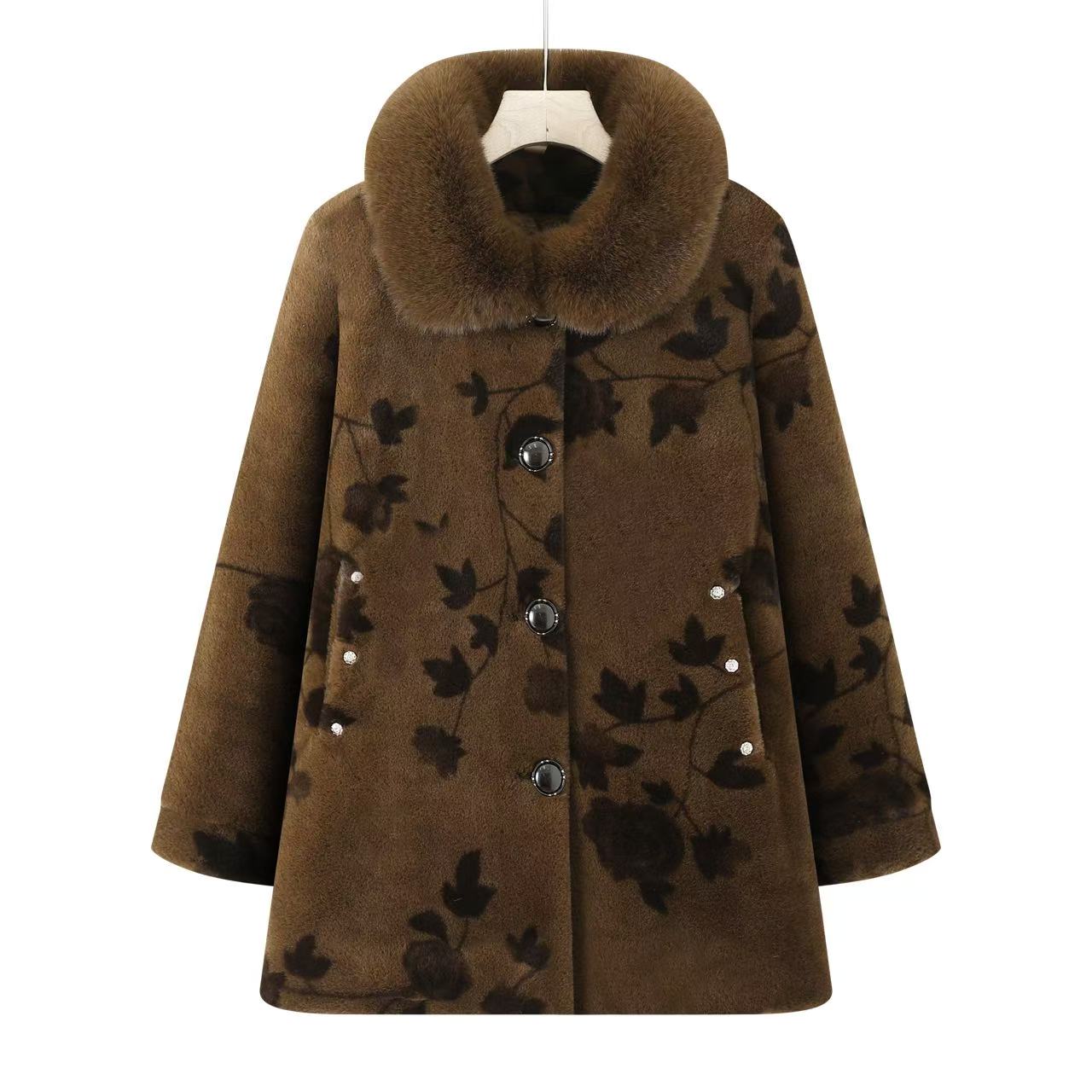 11395-中老年新款冬季加厚时尚气质保暖中长款妈妈外套【康燕】