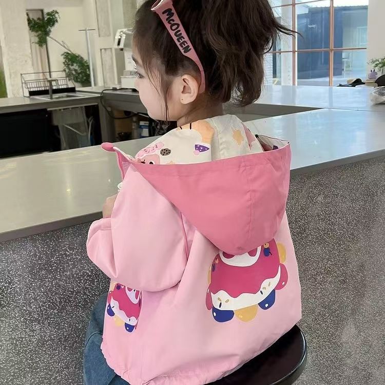 女童外套2025春秋款儿童洋气宝宝时髦两面上衣时尚冲锋衣