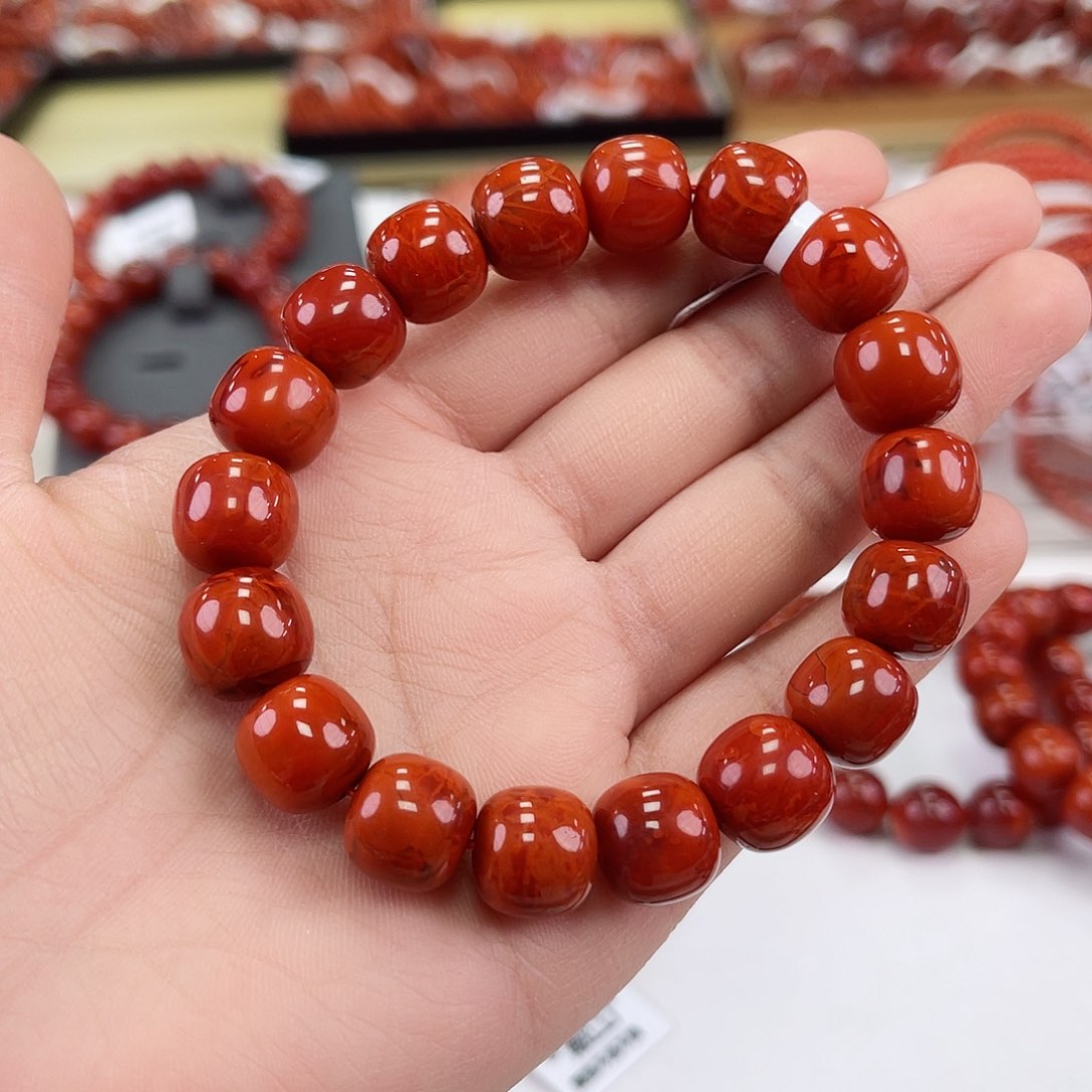 南红玛瑙瓦西老型单圈12mm未镶嵌淵*