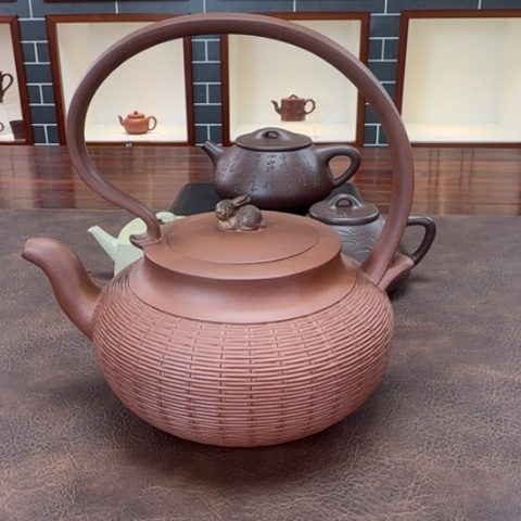 紫砂茶壶忍**龟玉兔提梁
