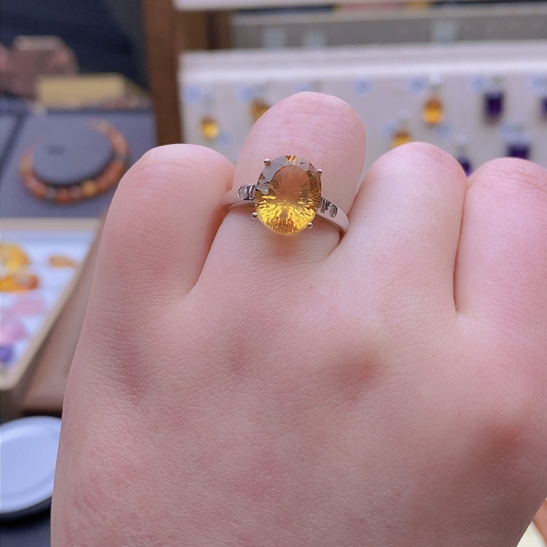 黄晶纯天然无优化黄水晶Q银S925镶嵌。****