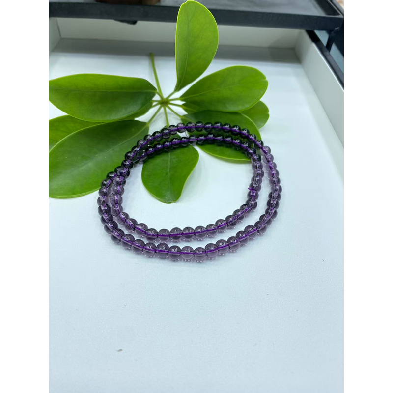  A018  6MM紫三圈手链