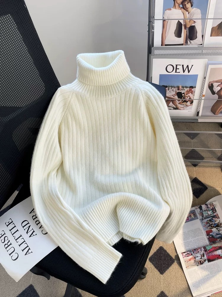 289女士时尚洋气短款高领百搭长袖针织衫