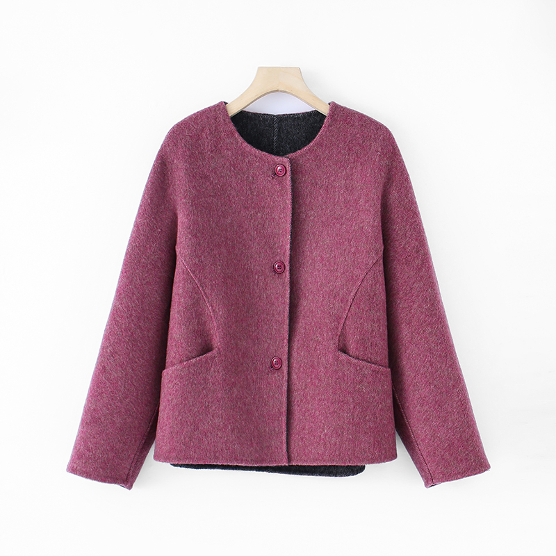 毛呢外套小香风百搭时尚上衣秋冬短款拼接气质短外套252911