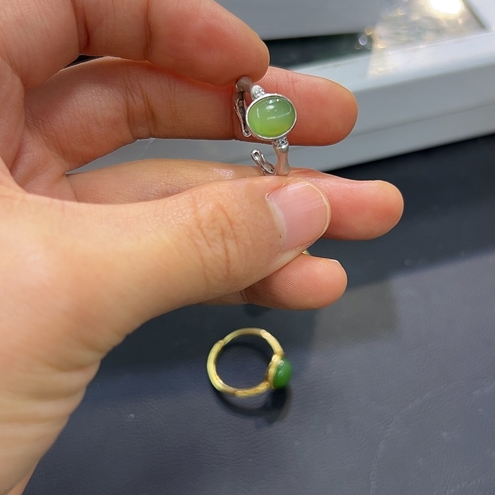 和田玉银S925镶嵌戒指