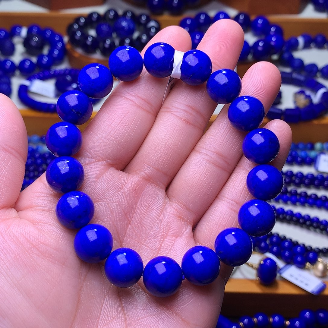 青金石未镶嵌手串11m天花板稀有色克莱因艳蓝4188