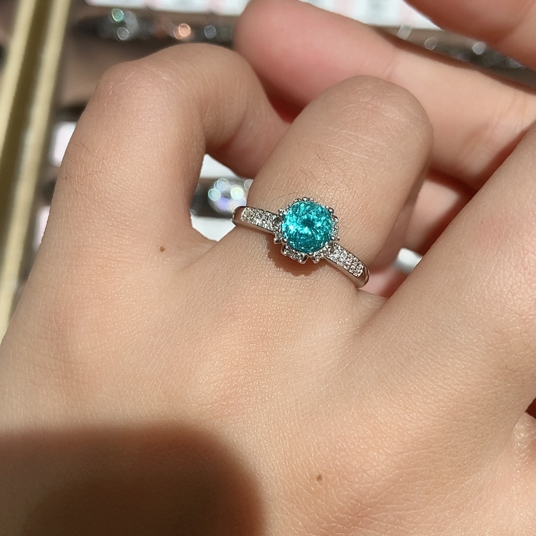 磷灰石银S925镶嵌开口戒指