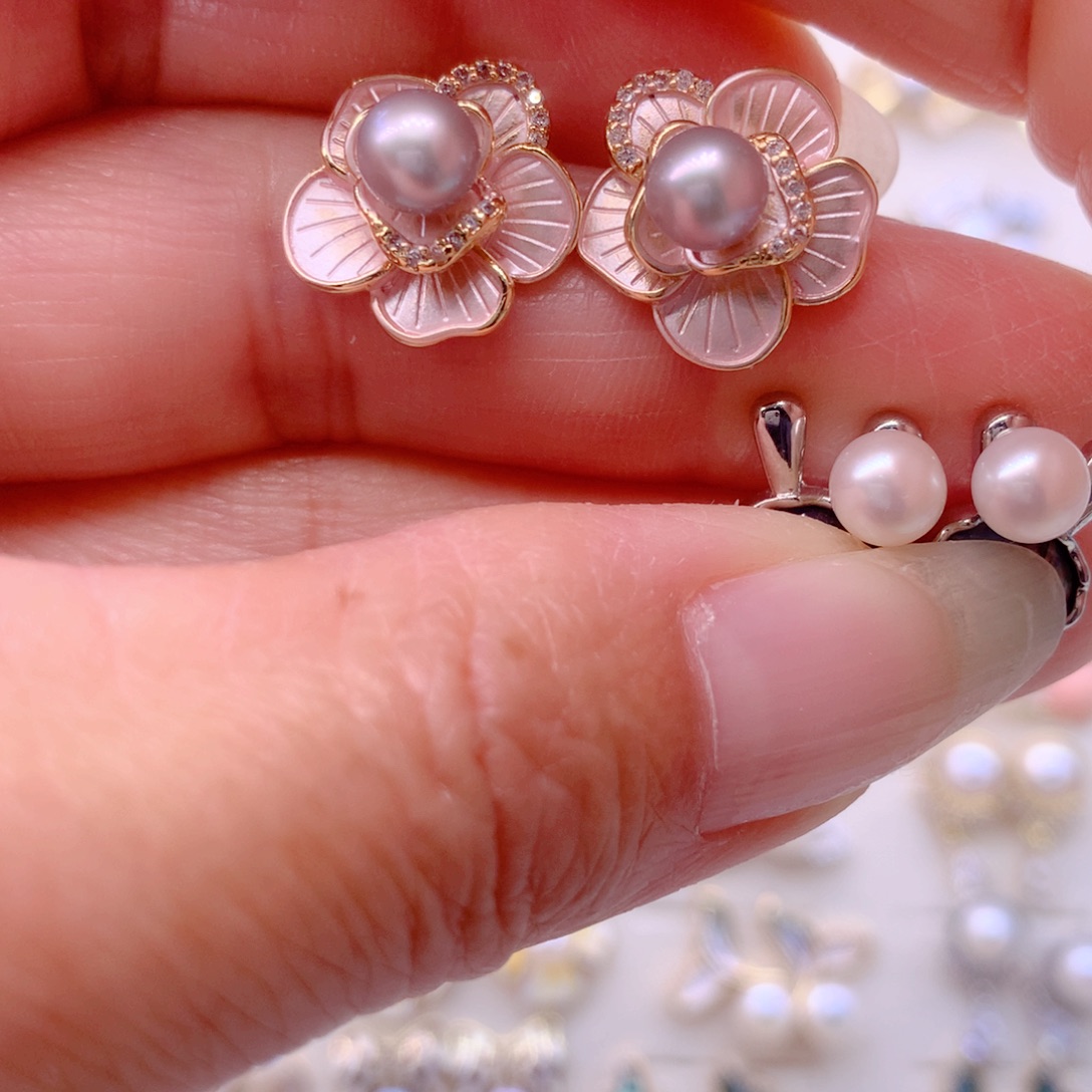 耳饰合金淡水珍珠