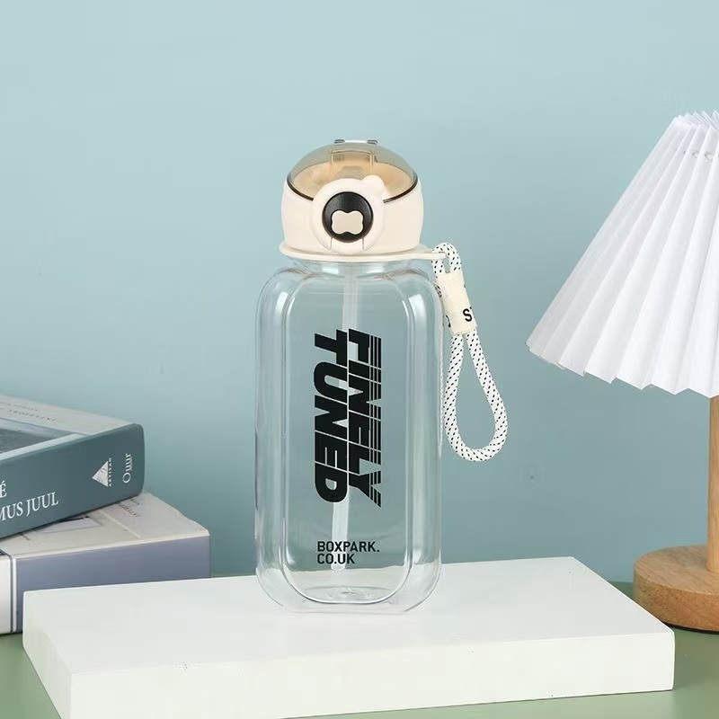 夏季大容量塑料水杯户外运动便携水壶男女健身工地车载双饮杯刻度