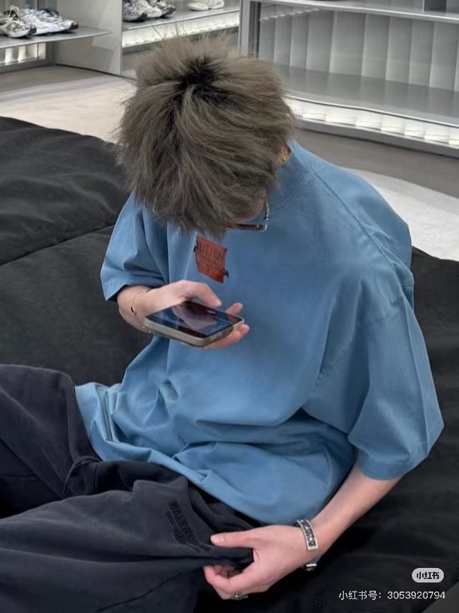 巴家3236胶带25SS巴子短袖宽松OVERSIZE潮流T恤圆领纯棉